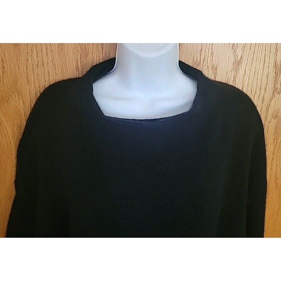 LANDS END Plus Size 2X Cashmere Sweater Black Solid Long Sleeve Capsule - Picture 5 of 10